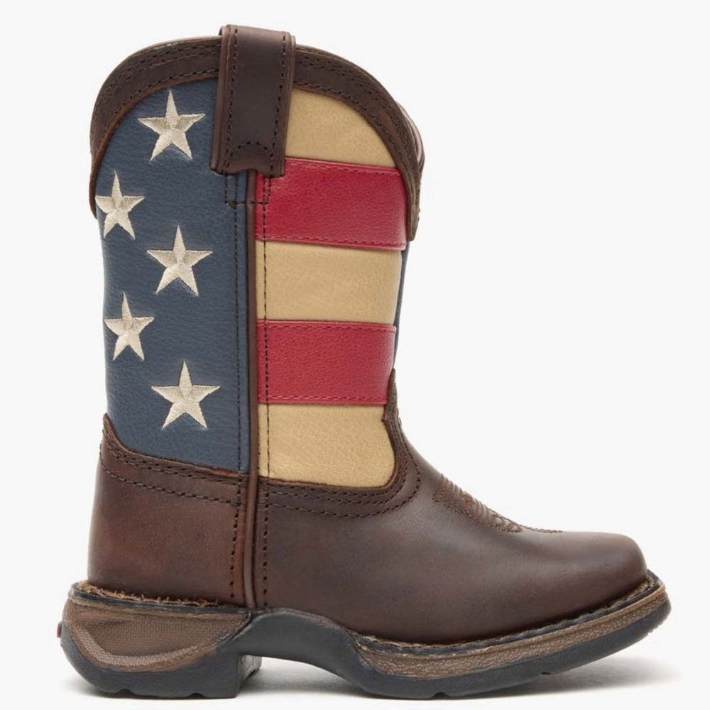 NWT Durango Kids 8" Brown Ametican Cow Boy Western Boots Size 4M - Picture 4 of 14